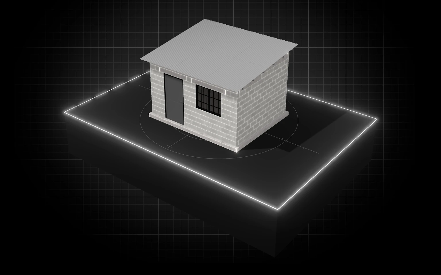 Maqueta 3D: Módulos provisionales, bloquetas mecanizadas
