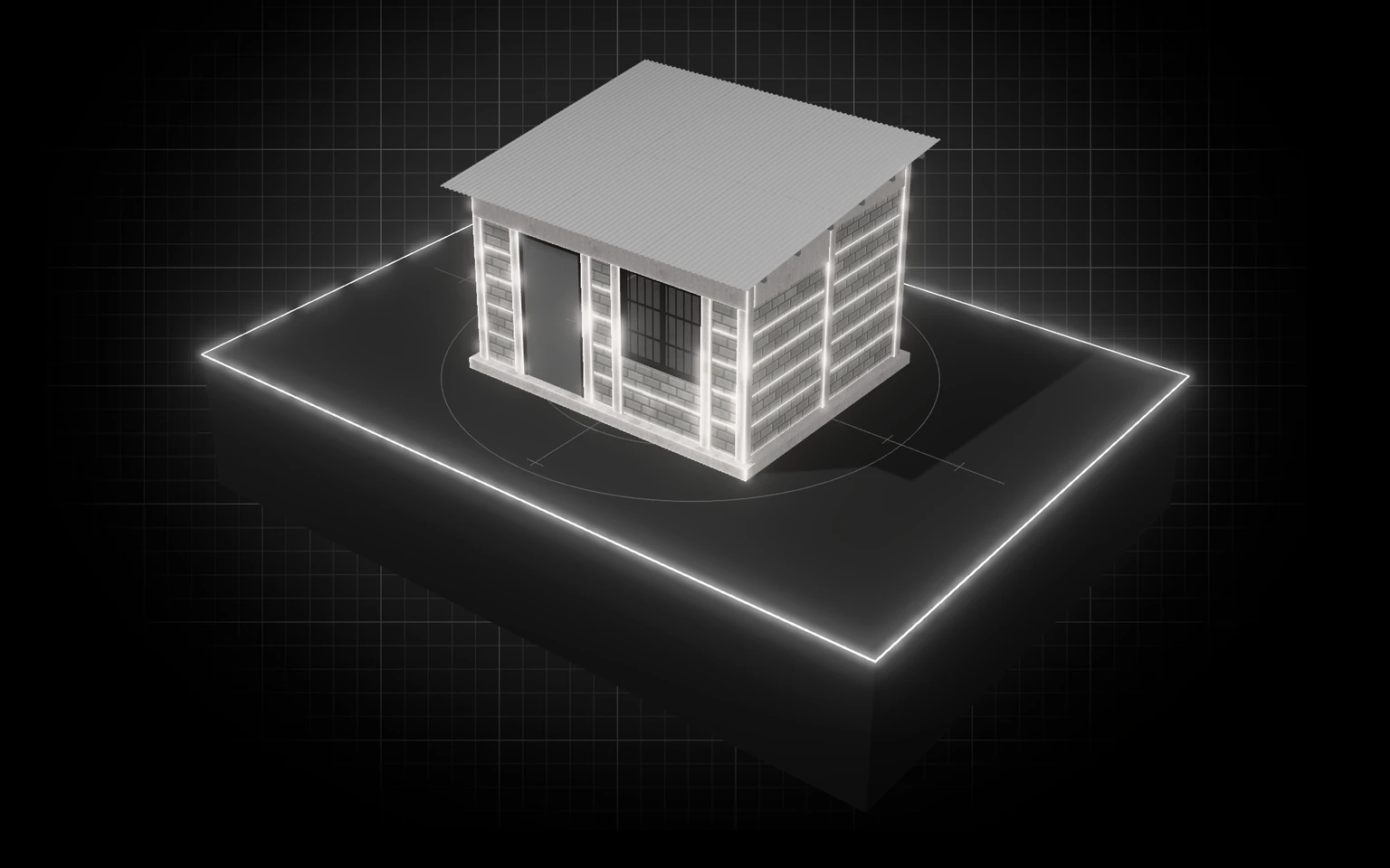 Maqueta 3D: Módulos provisionales, placas de concreto