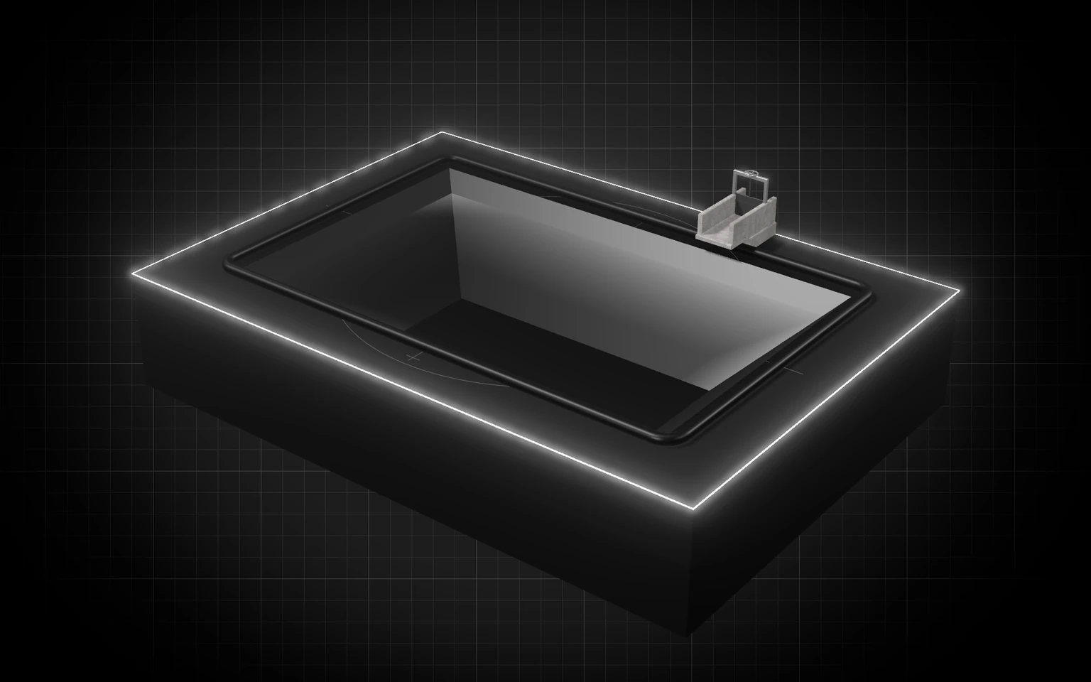 Maqueta 3D: Pozos de agua, balsa con geomembrana